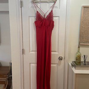 NWOT La Perla Red Silk Long Nightgown with Macrame